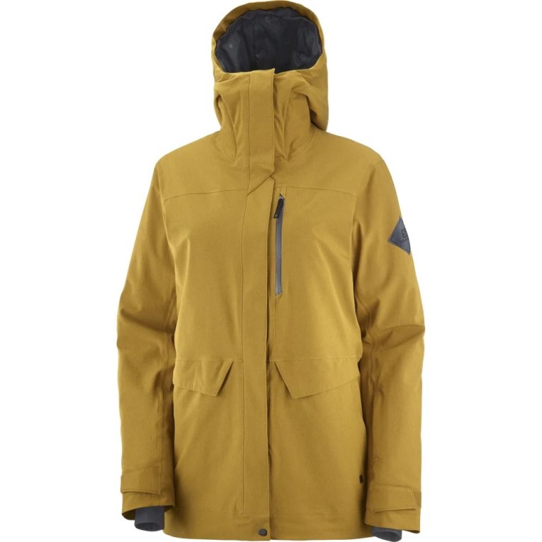 Yellow Salomon Stance Cargo Insulated Hooded Women's Ski Jackets | IE GU5198